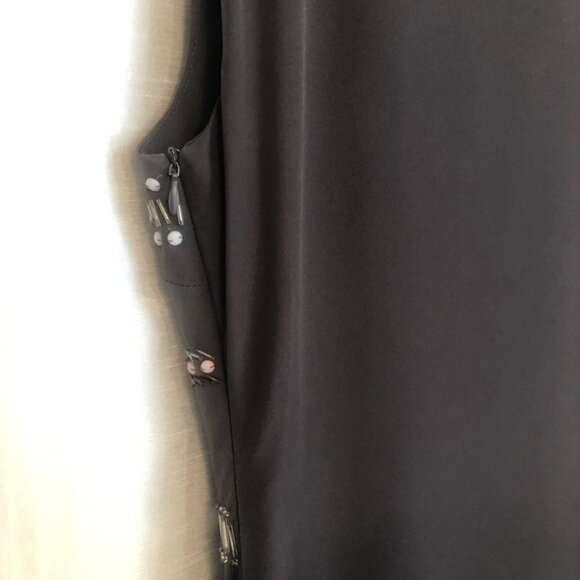 Black namebrand Lined Mini Dress Grey with Beautiful Beading in Front Ladies Lg - Picture 6 of 15